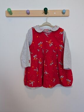 VINTAGE - Size 2 - Two Pieces For Toddler Magical Bunny Red And Grey